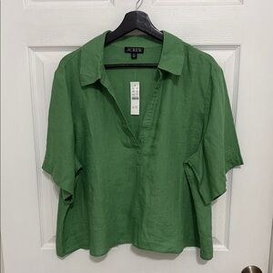 J. Crew women’s green Bungalow Popover top